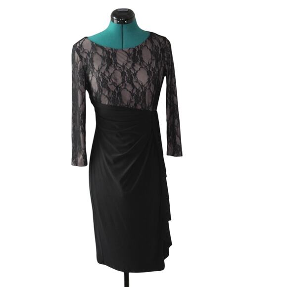 American Living Black Lace Overlay Sheath Dress Women Size 4 - Picture 2 of 9